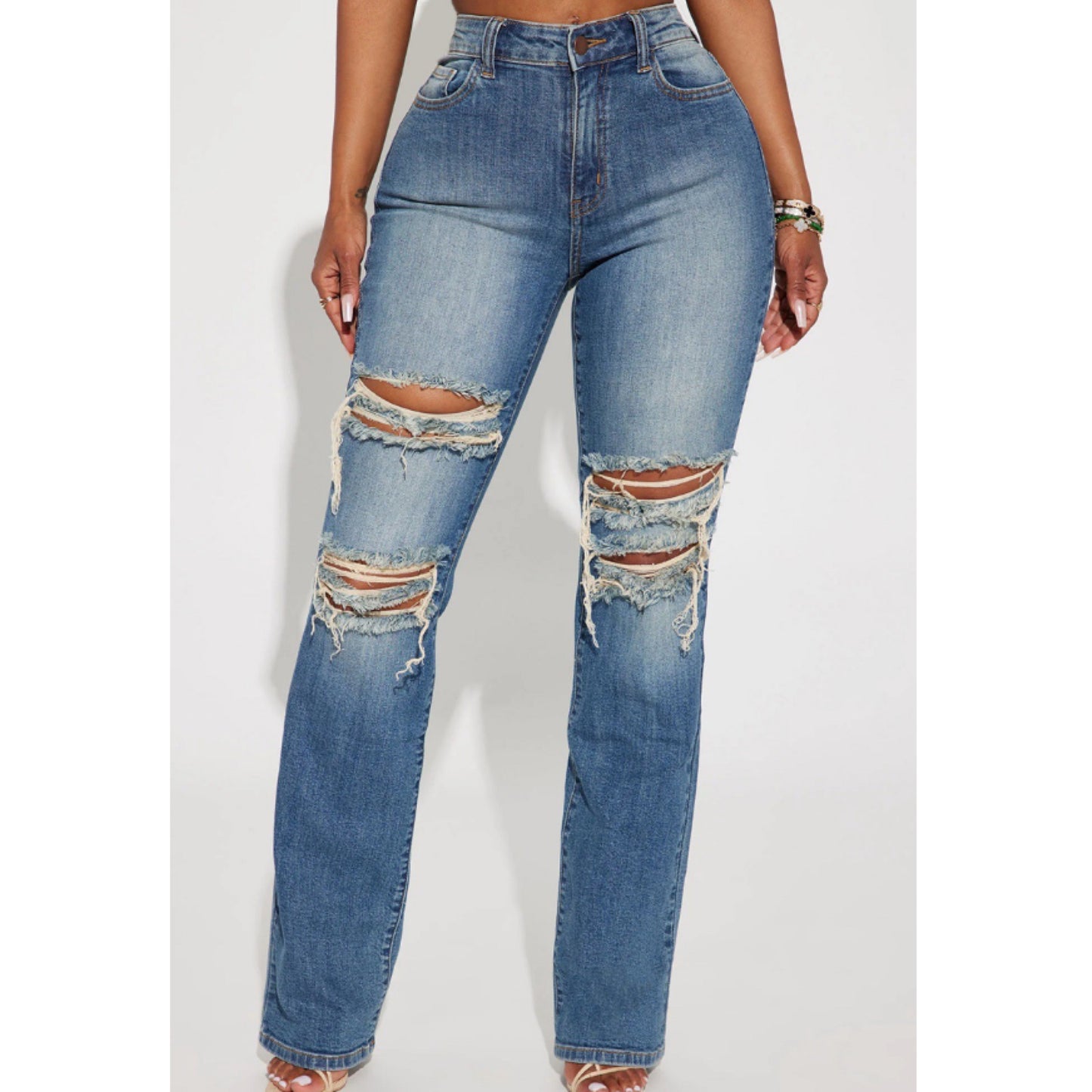 Distressed High Waist Jeans