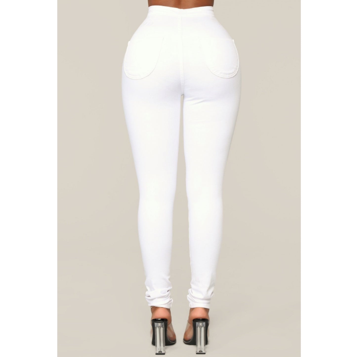 White High Waist Pants Plus Size