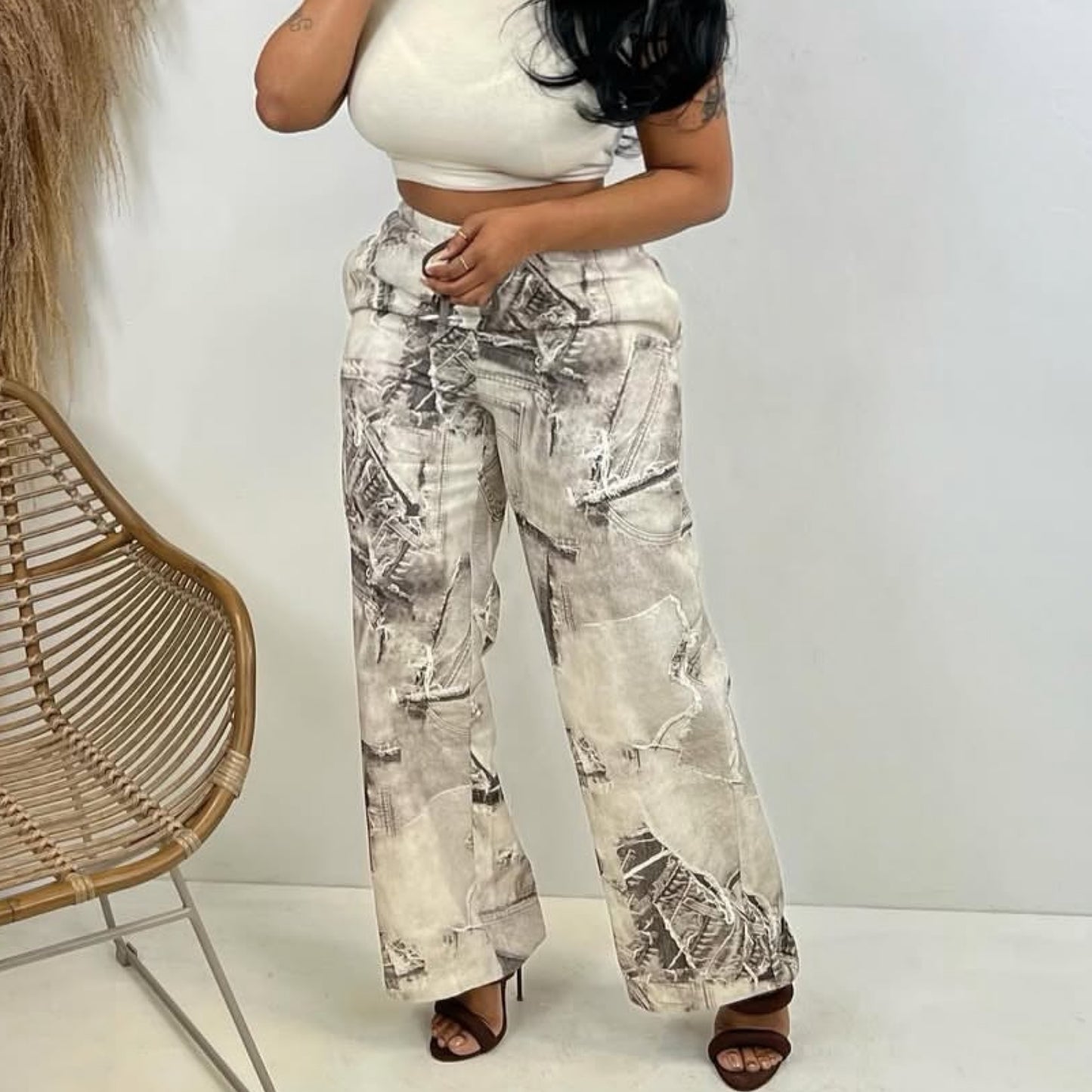 (AAAA) Paper Print Pants
