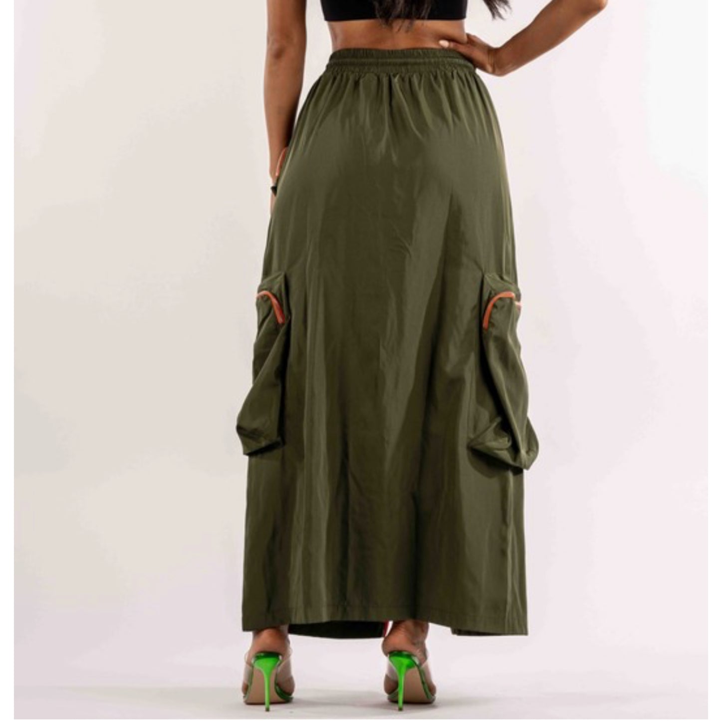 (AAAAA) Olive Cargo Skirt