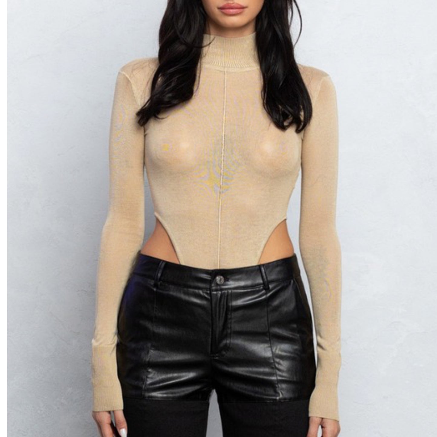 Cinch and Curves Bodysuit Beige